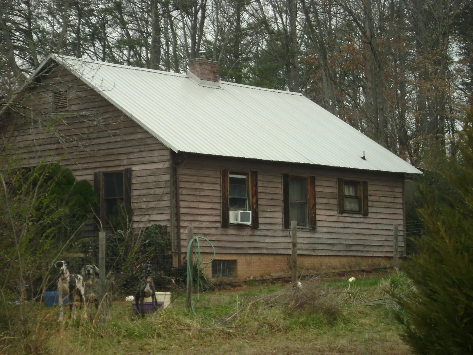 White metal roof on an old wood sided farmhouse, from a Asphalt Shingle Roof Repair job in Granville